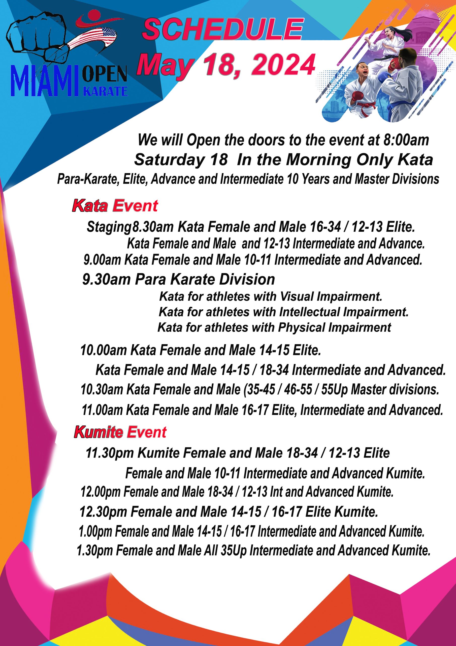 Miami Open Karate May 18 to 19, 2024 Miami Open Karate May 18 to 19, 2024